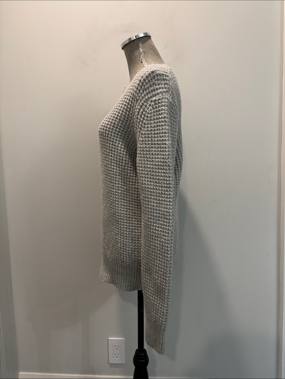 AllSaints Wool Waffle Knit Sweater Grey Oversized Size S - Picture 6 of 15